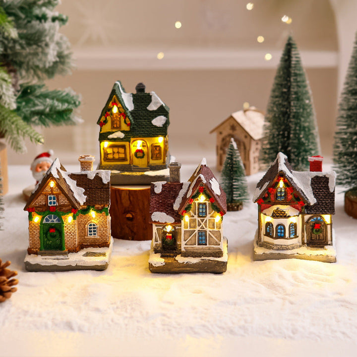 Decorative Christmas village with lights