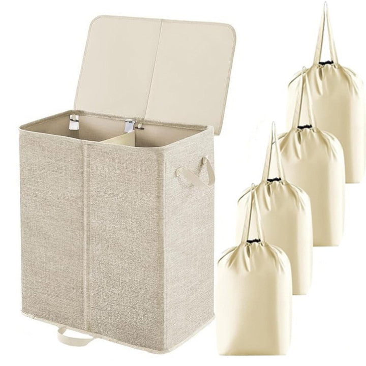 Laundry container with separating compartments