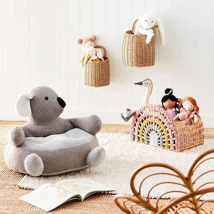 Playful storage basket in rainbow design