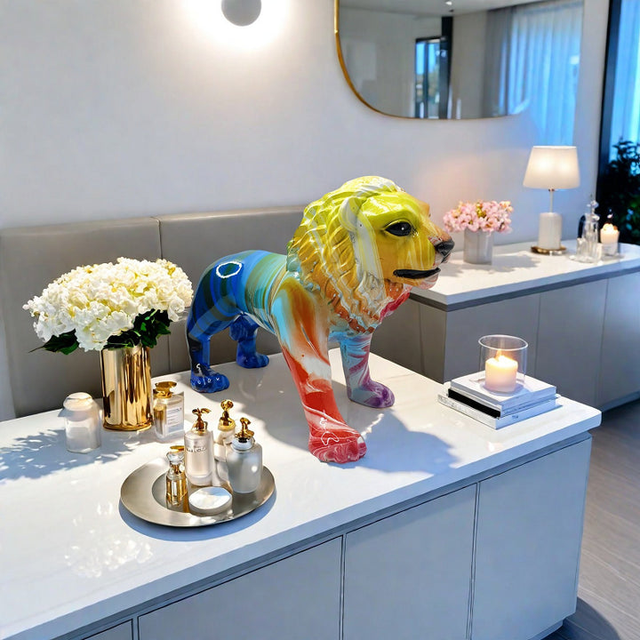 Artistically designed lion figure