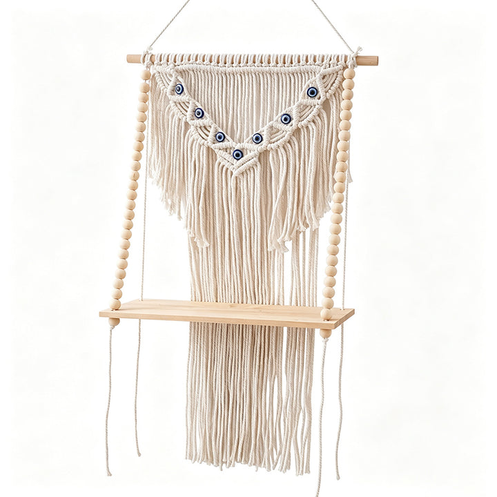 Macrame Wall Hanging Shelf with Decorative Beads