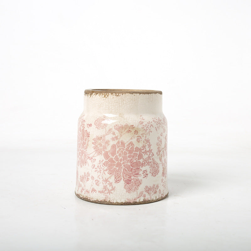 Decorative flower pot with floral decoration