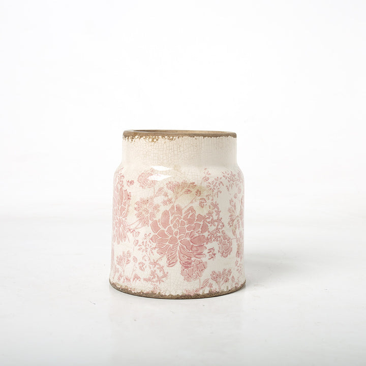 Decorative flower pot with floral decoration
