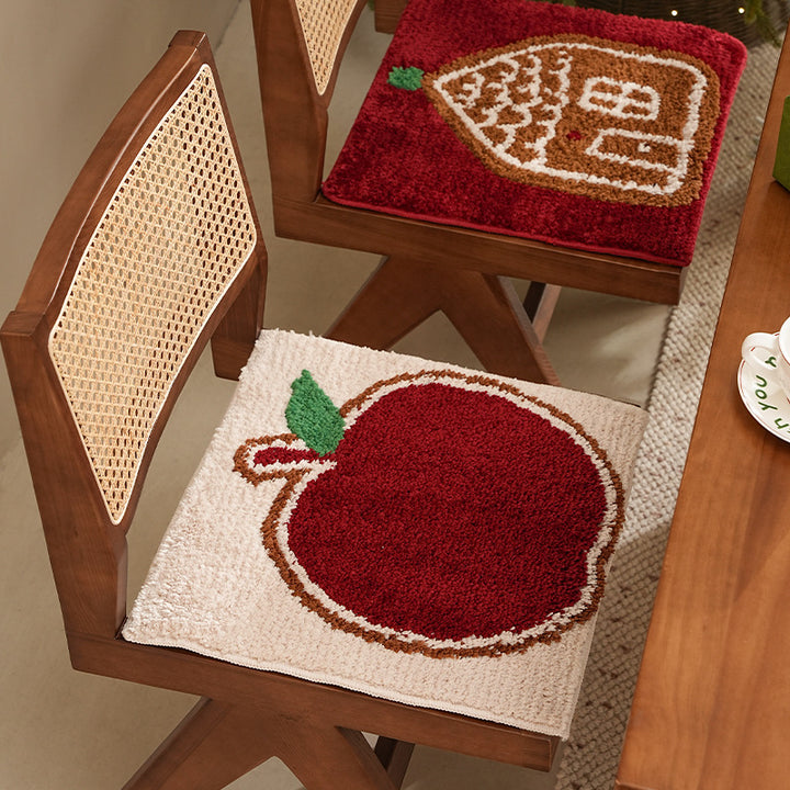 Smaller soft Christmas seat cushion and decoration rug with gingerbread house motif