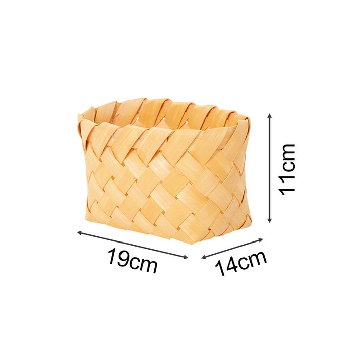 Rectangular storage basket made of woven natural material
