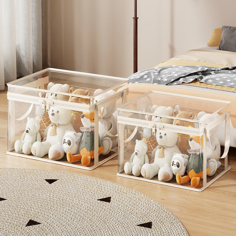 Stackable Transparent Zippered Storage Box Organizer with Reinforced Carry Handles