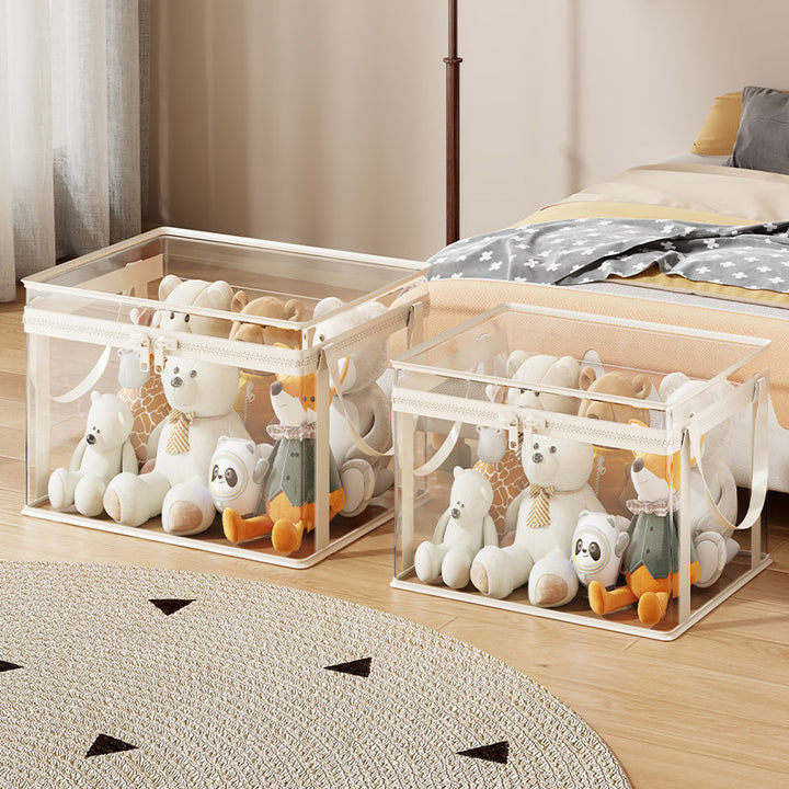 Stackable Transparent Zippered Storage Box Organizer with Reinforced Carry Handles