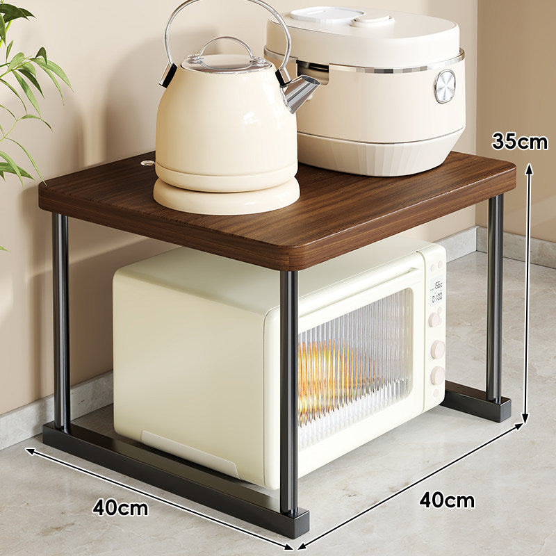 Countertop Appliance Riser Shelf with Wood-Top and Metal Frame