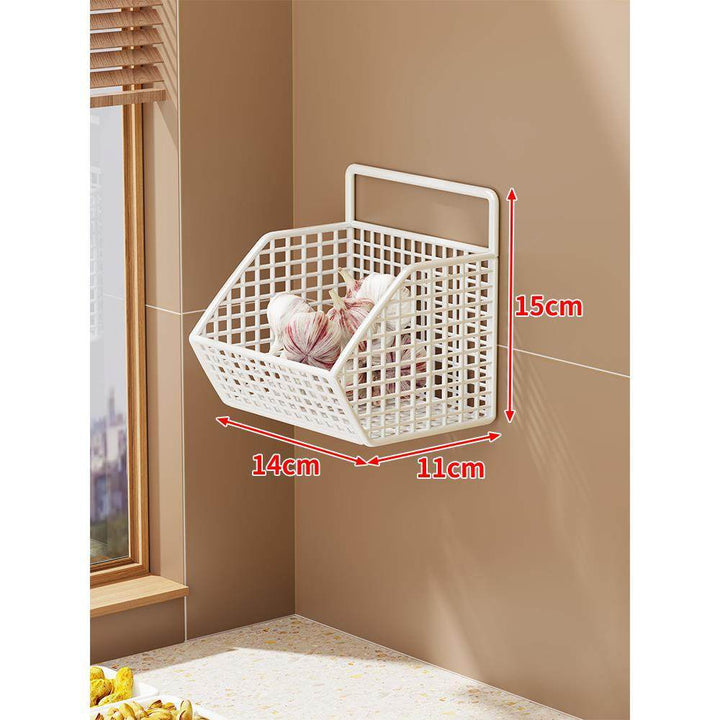 Wall-Mounted Dual-Tier Ventilated Kitchen Produce Storage Basket