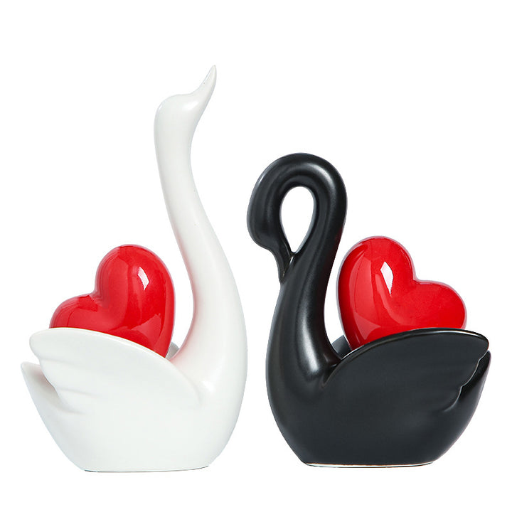 Elegant and romantic swans decorative figure