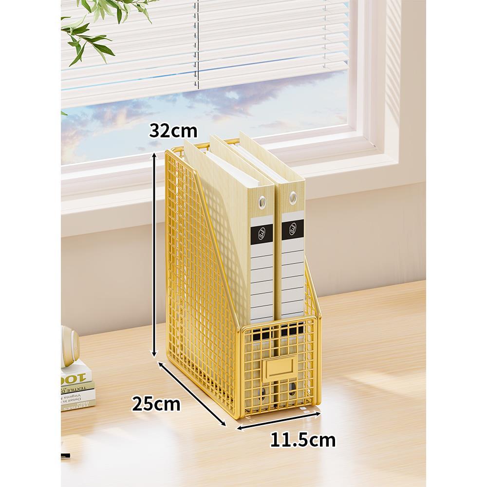Desktop Mesh File Organizer with Vertical Magazine Slots and Label Holders