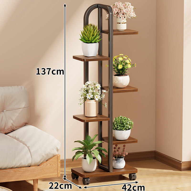Rolling Vertical Plant Display Shelf with Arch Handle