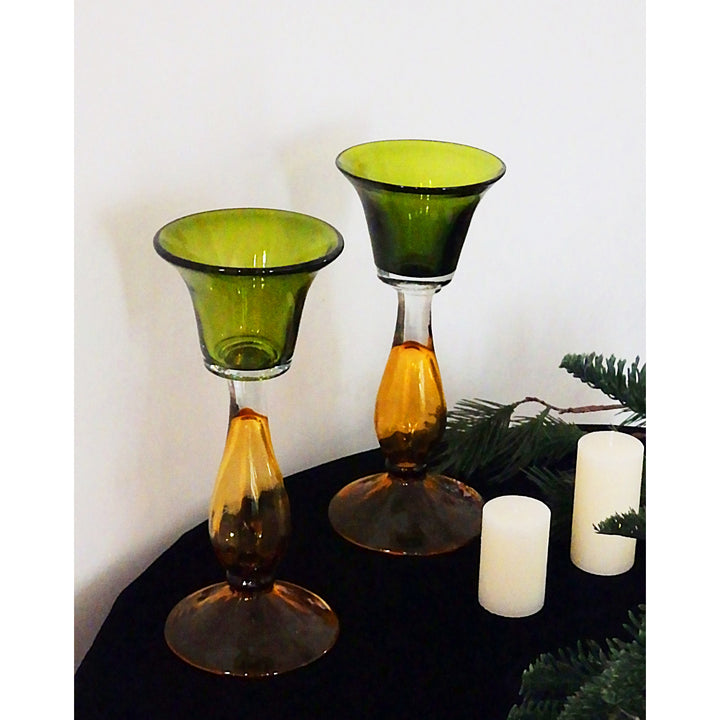 Hand-Blown Tear-Drop Pedestal Bud Vase with Flared Rim