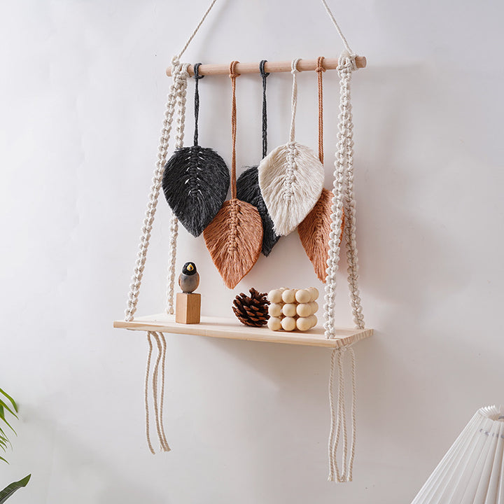 Bohemian Macrame Leaf Art Display Shelf