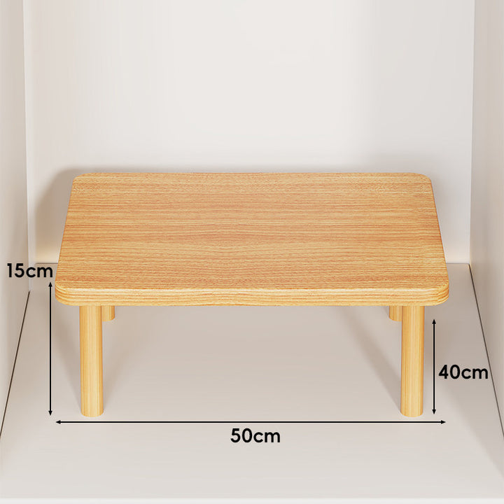 Height-Adjustable Rectangular Wooden Riser Table with Detachable Round Legs