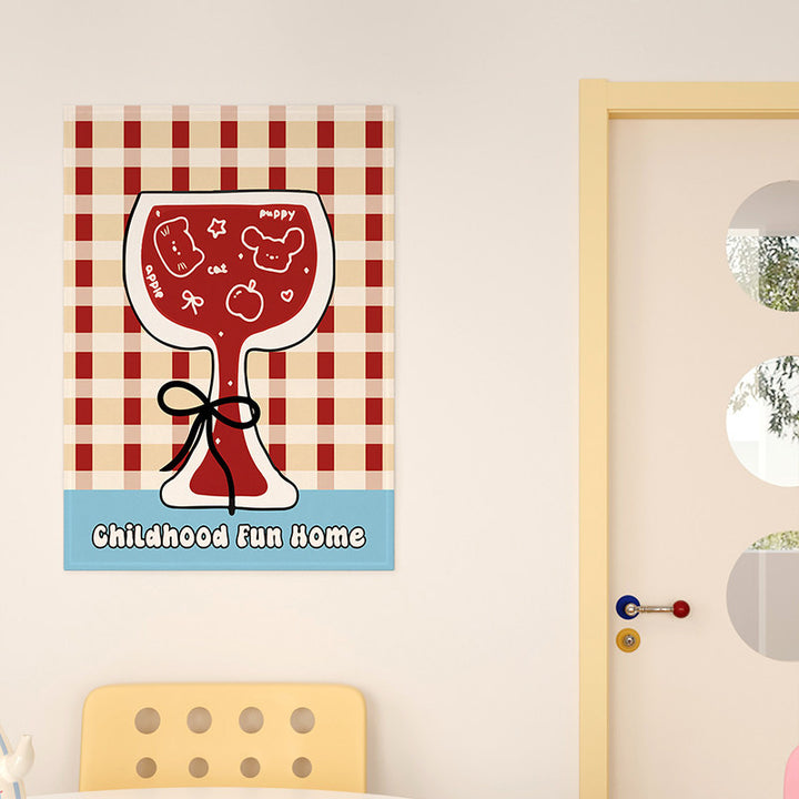 Cute Cartoon Mug Illustration Framed Wall Art Print for Kitchen & Nursery