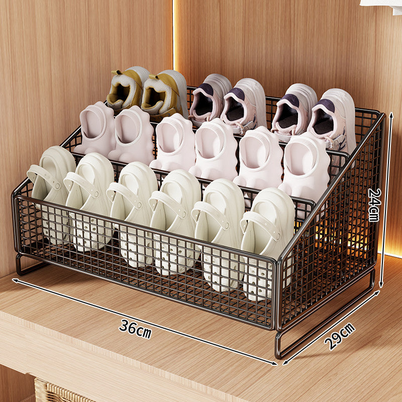 Angled Tiered Mesh Countertop Shoe and Slipper Organizer