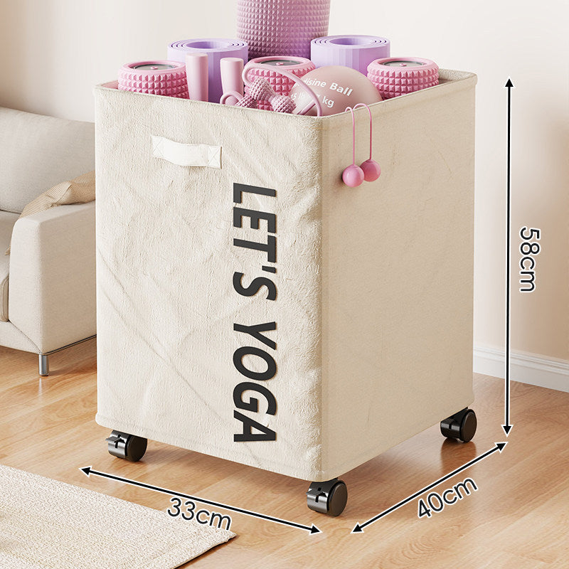 Rolling Dual-Compartment Canvas Storage Cart for Yoga Mats and Rackets