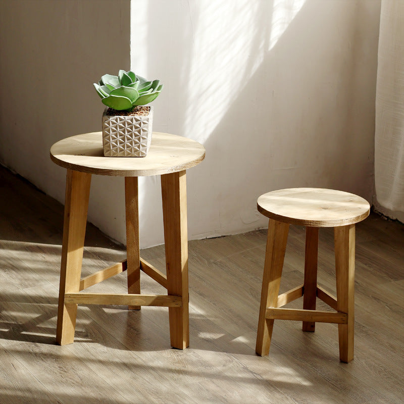 Rustic side table made of solid wood
