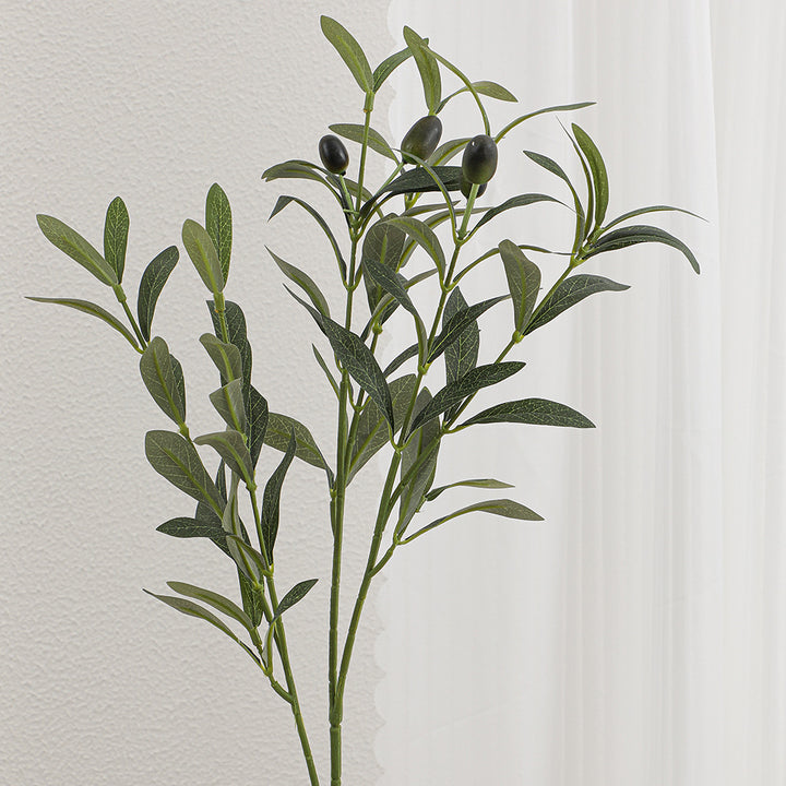 Artificial olive tree branch with detailed leaves and fruits
