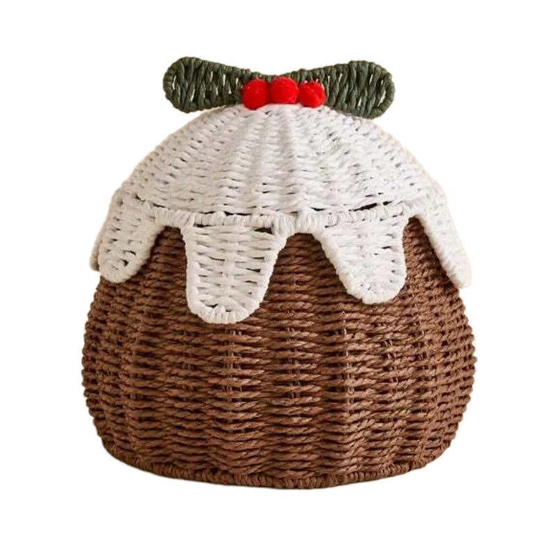 Playful storage basket in cake shape