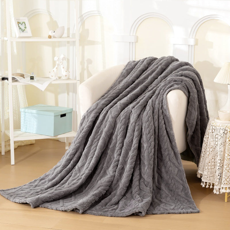 Textured Plush Throw Blanket