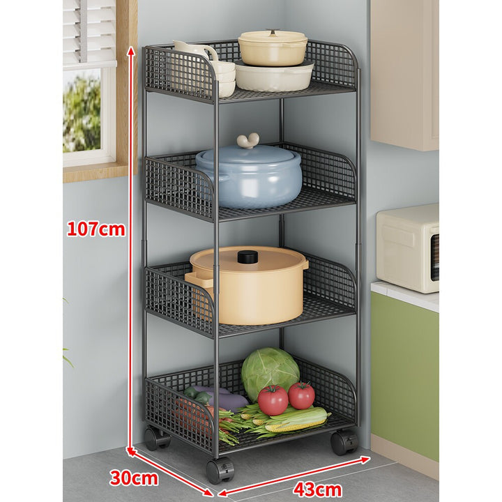 Multi-Tier Mesh Rolling Kitchen Pantry Organizer Cart
