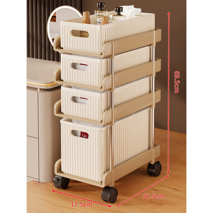 Tiered Vertical Cosmetic and Bathroom Storage Drawer Organizer with Removable Bins and Carry Handles