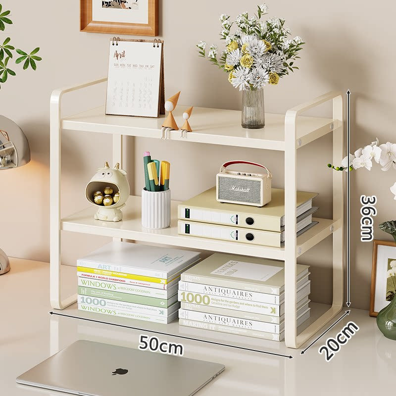 Compact Metal Stacked Desk Shelf Organizer with Open Frame Elevated Display