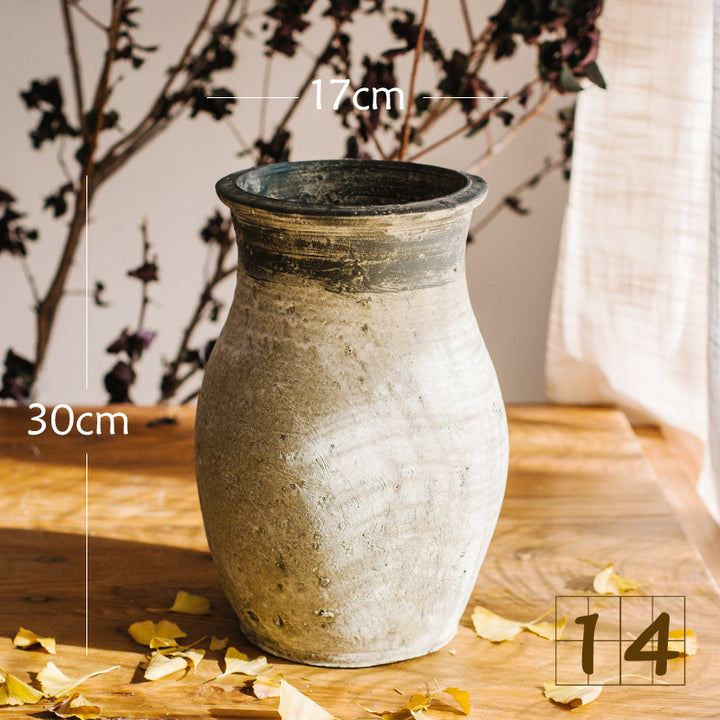 Rustic ceramic pot with handmade design