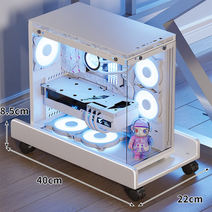 Mobile Desktop PC Tower Rolling Stand with Raised Anti-Slip Platform and Locking Swivel Casters