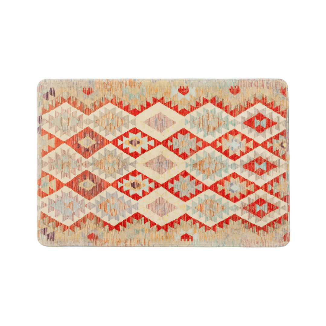 Oriental rug in Persian medallion style, machine-knotted short pile rug