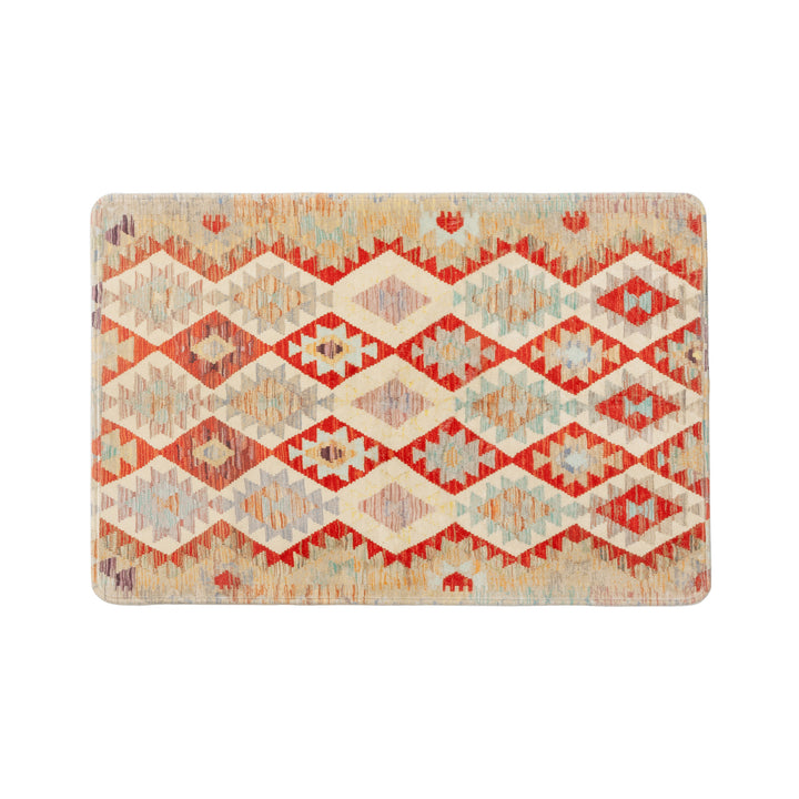 Oriental rug in Persian medallion style, machine-knotted short pile rug