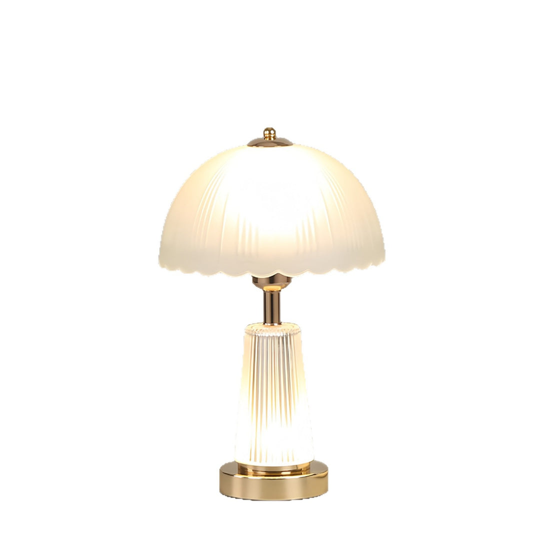 Elegant table lamp with hand-crafted flame-like shade