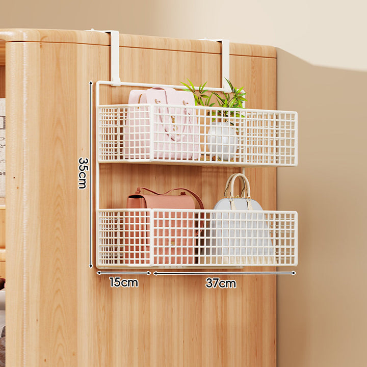 Over-the-Door Multi-Tier Metal Grid Hanging Storage Organizer