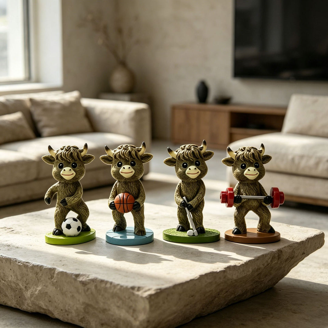 Cute Basketball Player Cow Figurine