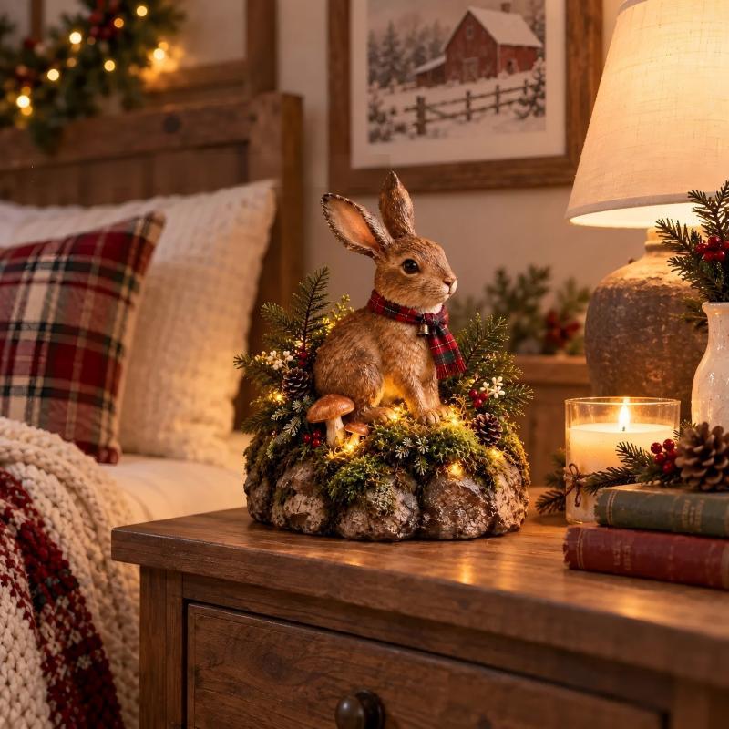 Decorative rabbit with Christmas motif