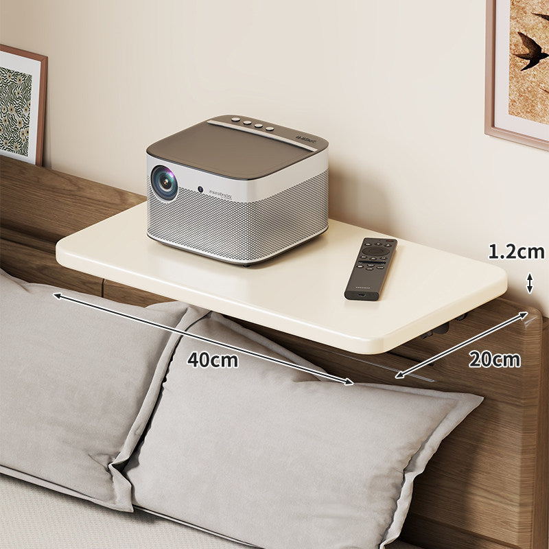 Headboard-Mounted Floating Bedside Shelf for Projectors and Devices