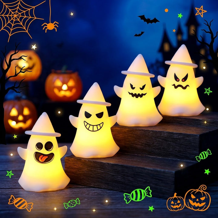 LED Silicone Ghost Night Light with Witch Hat