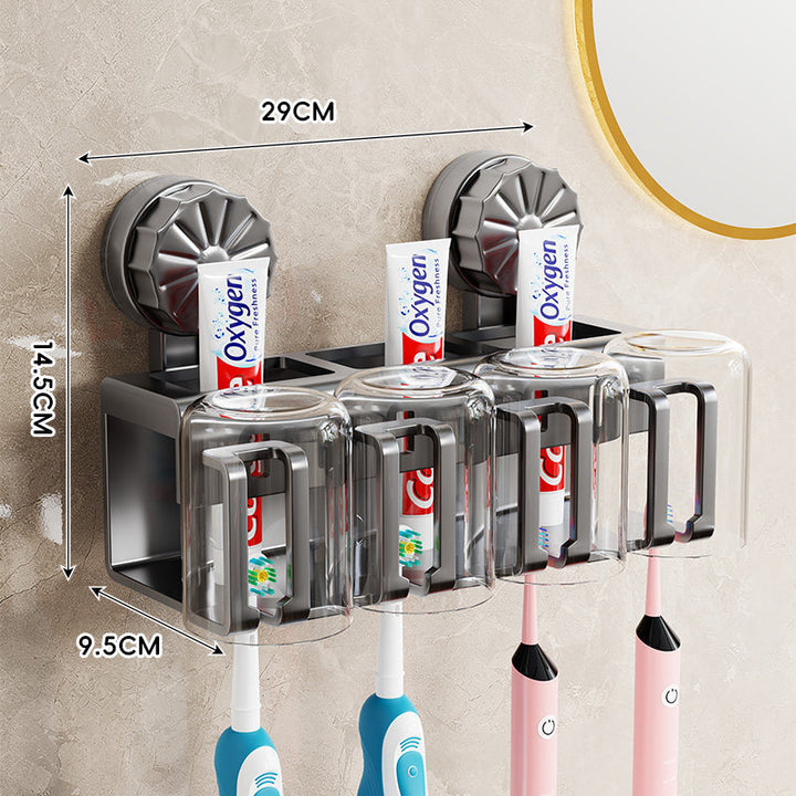 Wall-Mounted Toothbrush and Toothpaste Dispenser Organizer with Protective Covers