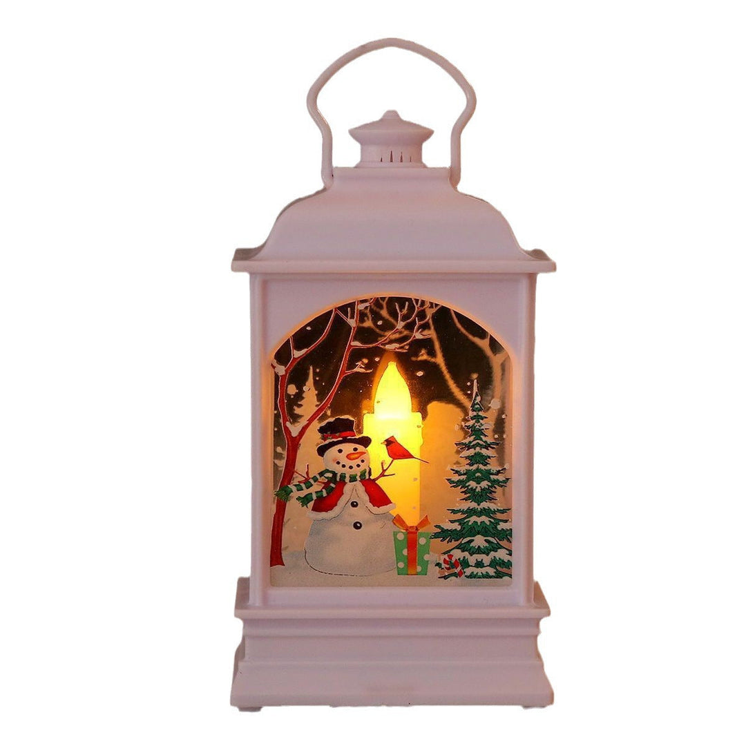 Nostalgic LED Christmas lantern with movable Santa motif