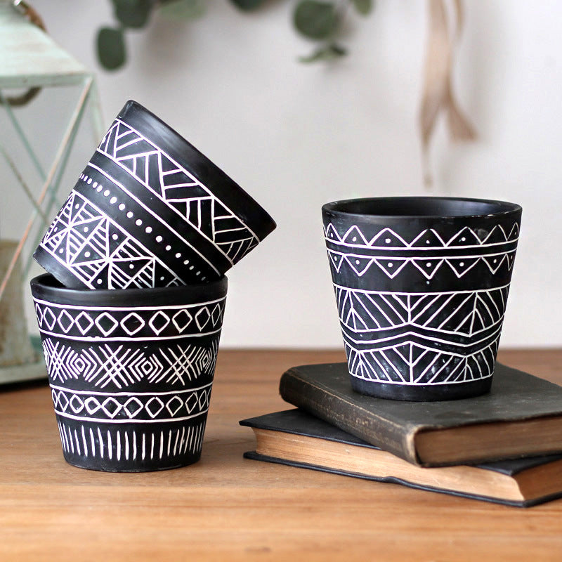 Decorative plant pots in Ethno style