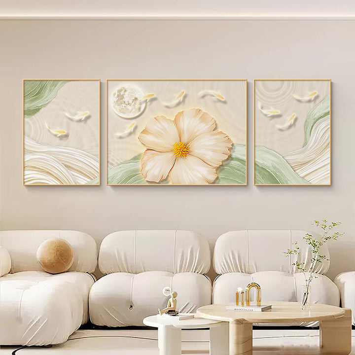 Elegant Floral Triptych Canvas Art