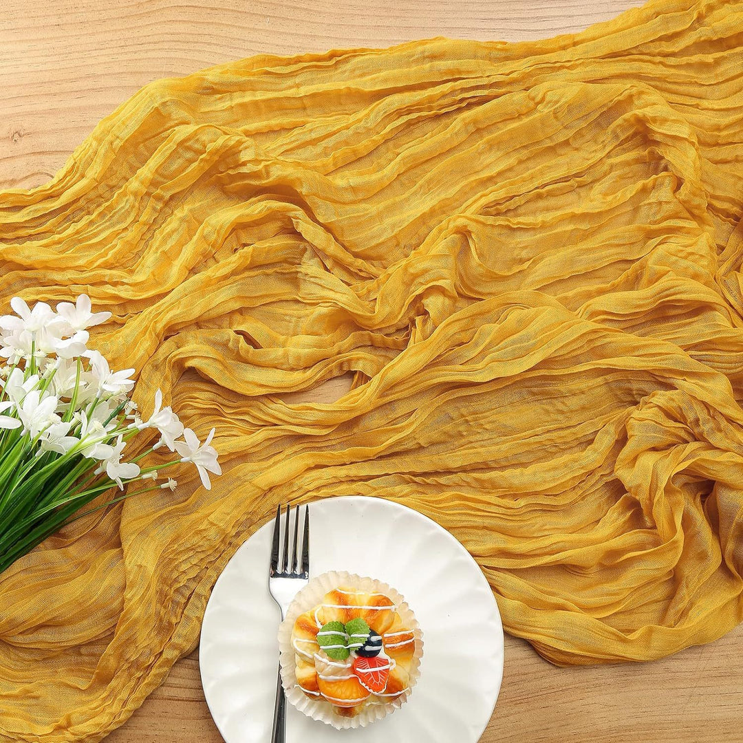 Wo Elegant Crinkled Chiffon Table Runner