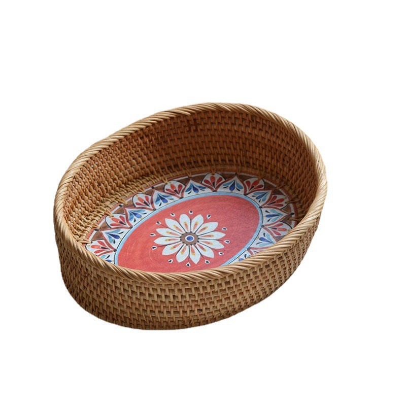 Rustic serving basket with floral details