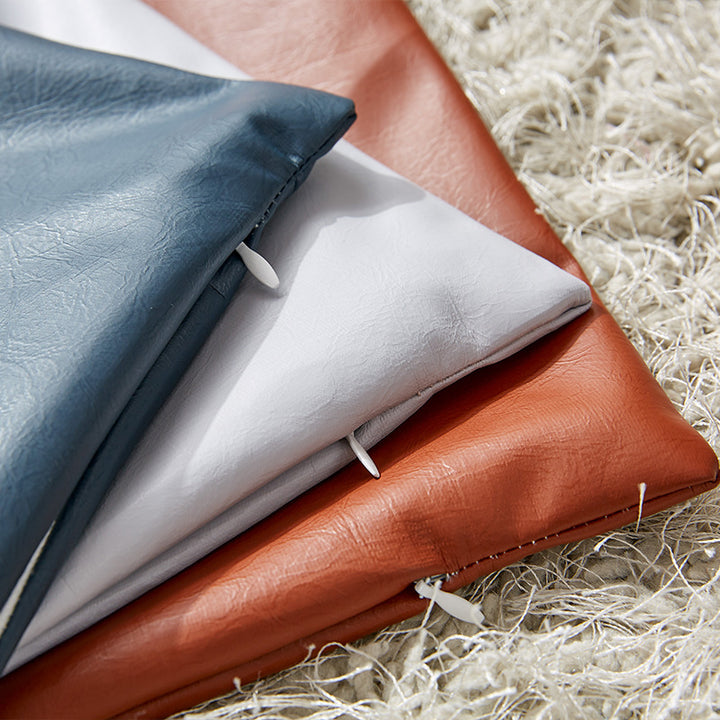 Square premium cushion cover made of vegan Nappa leather with soft-touch surface