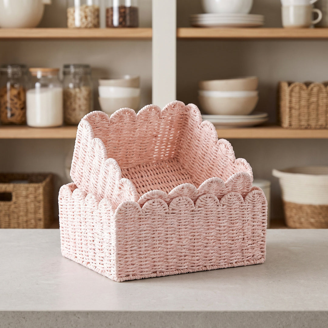 Modern storage basket with wavy edge