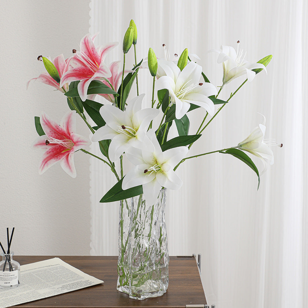 Artificial lily branch with realistic flowers