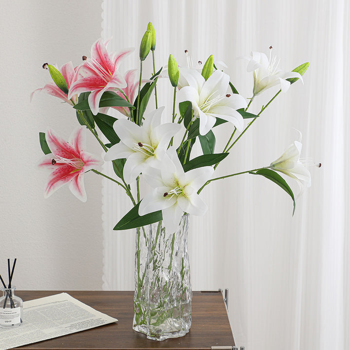 Artificial lily branch with realistic flowers