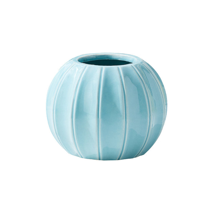 Decorative ceramic vase with modern ribbed design